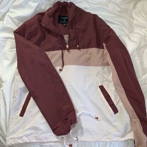 Maroon, pink, white windbreaker